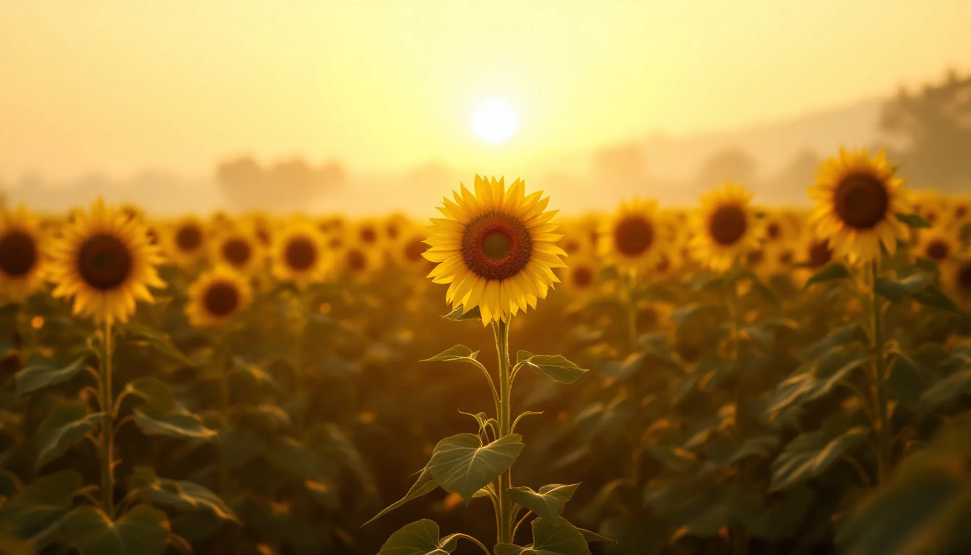Rows of tall sunflowers in full bloom facing the rising sun, LarkYield personal loan requests $100 to $5,000